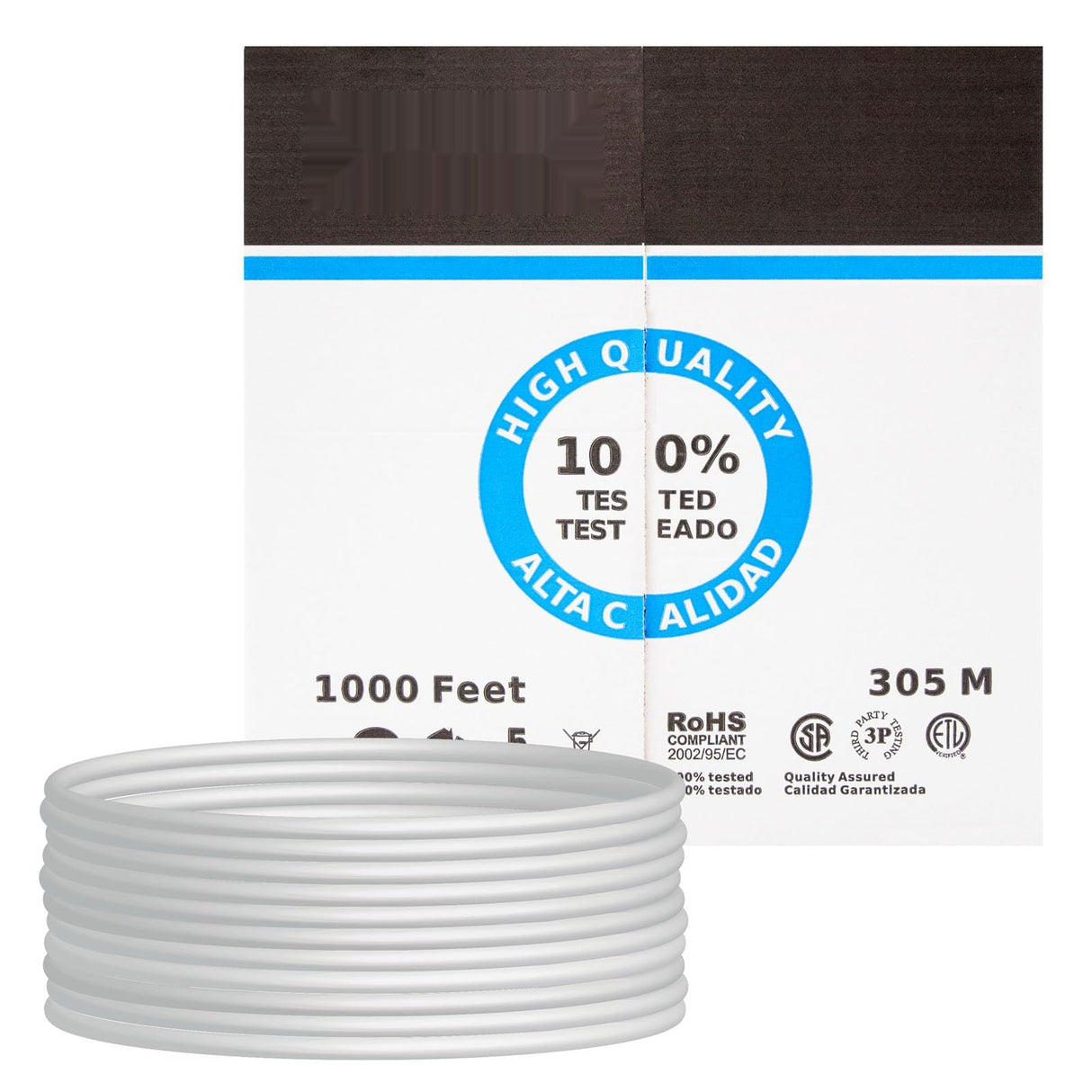 Cable de red Cat.6 FTP rígido AWG24, 305 m - Ideal para conexiones rápidas y estables en redes LAN.