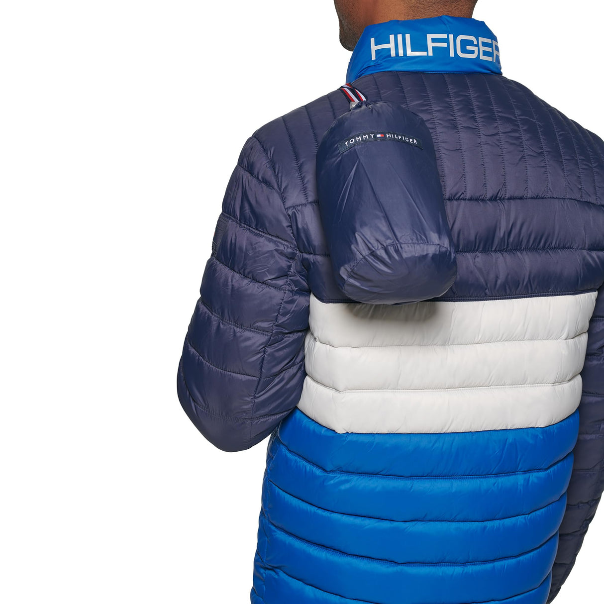 Tommy Hilfiger Ultra Loft - Chaqueta acolchada plegable para hombre, abrigo alternativo de plumón, Bloque de color azul rey, L