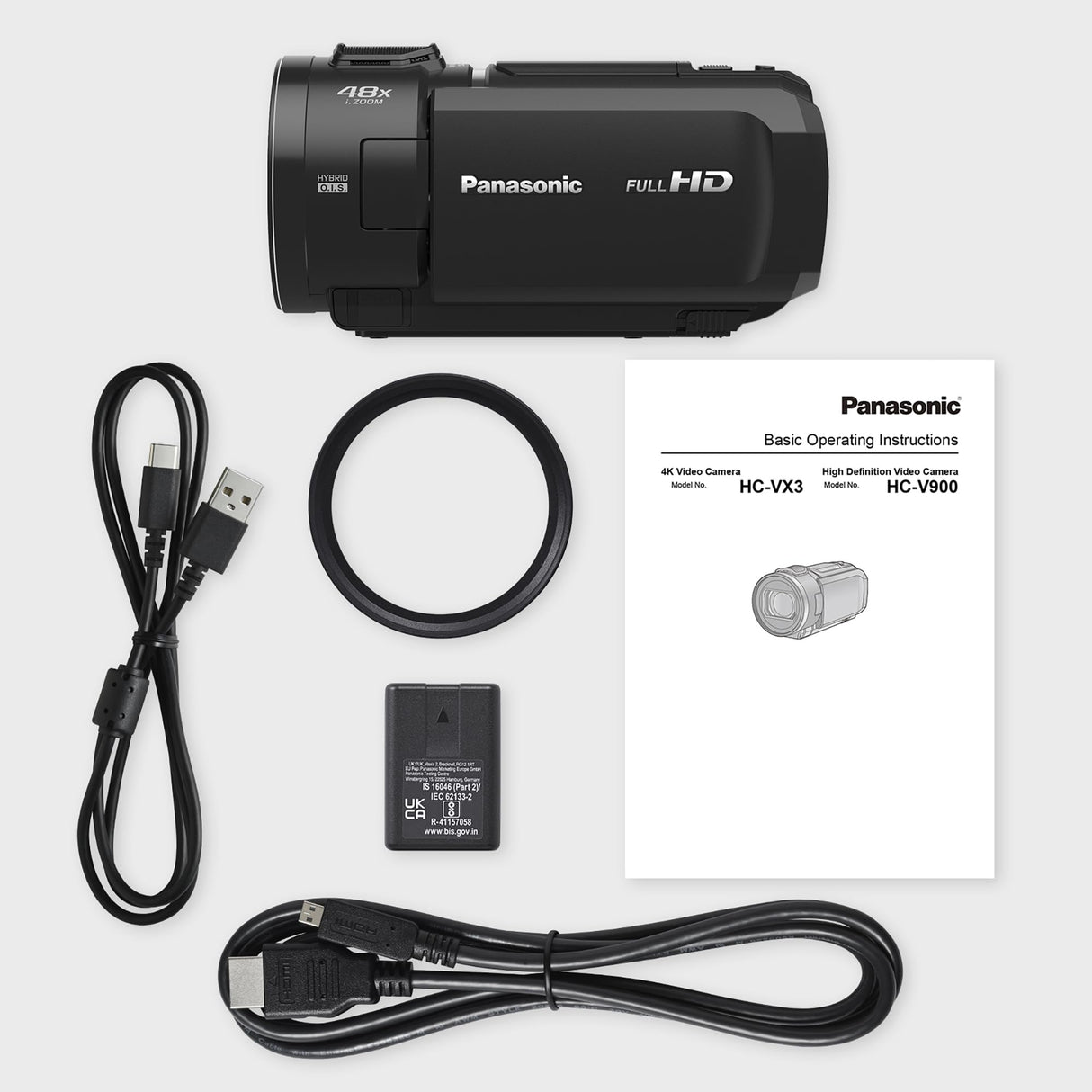Panasonic HC-V900E - Videocámara Semi-Profesional de 24x, O.I.S de 5 Ejes, Objetivo F1.8 - F4, FHD, Color Negro