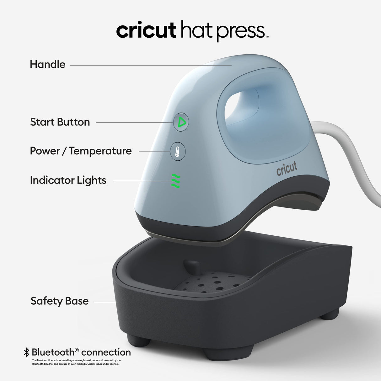 Cricut Prensa de sombrero | Placa de calor curvada de 5 x 3 pulgadas | Prensa de calor para proyectos de sombreros y gorras | Uso con vinilo para planchar (HTV), tinta infusible y sublimación |