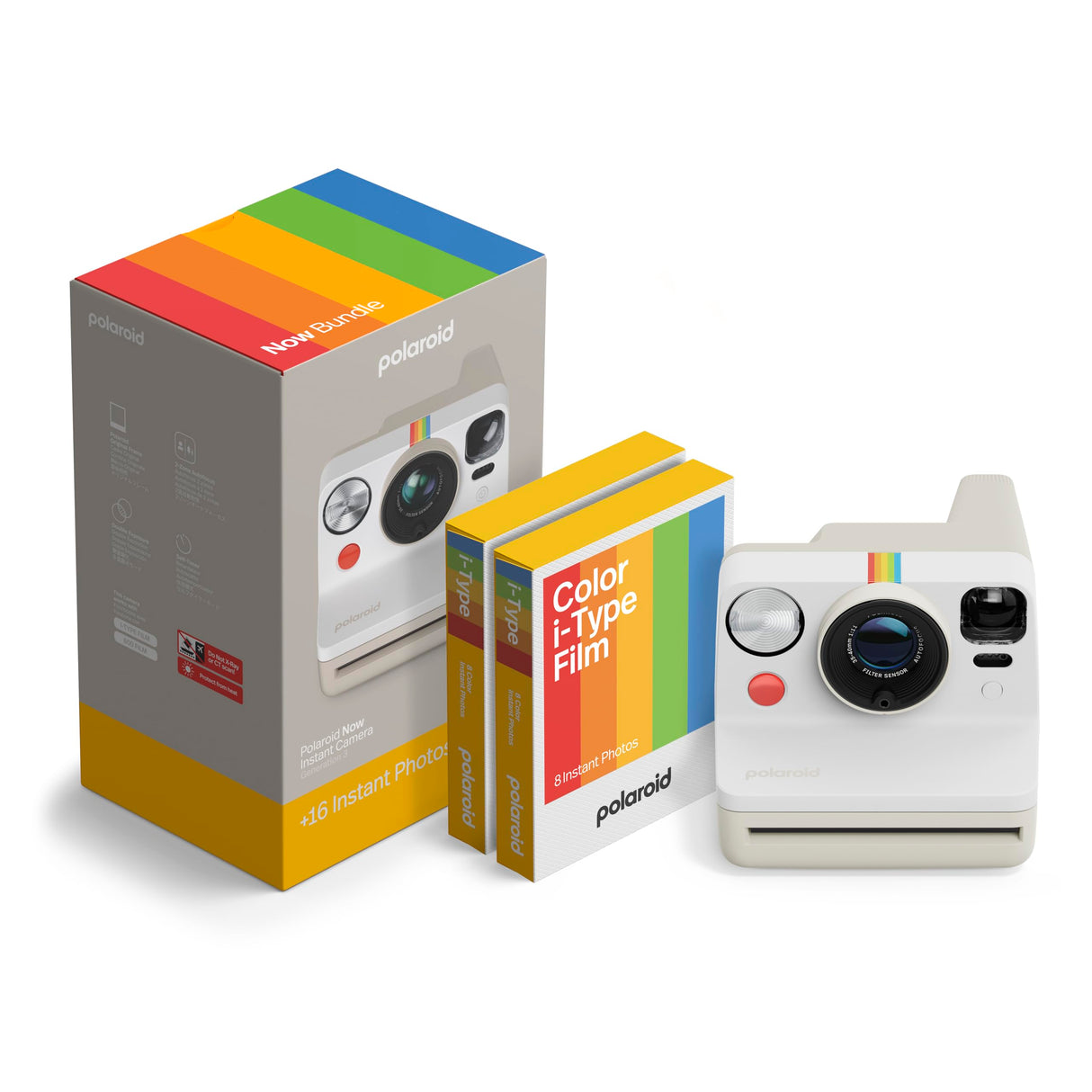 Polaroid - Now Gen 3 - Cámara instantánea - Paquete de cámara + película en Color (16 Fotos) Blanco (6561)