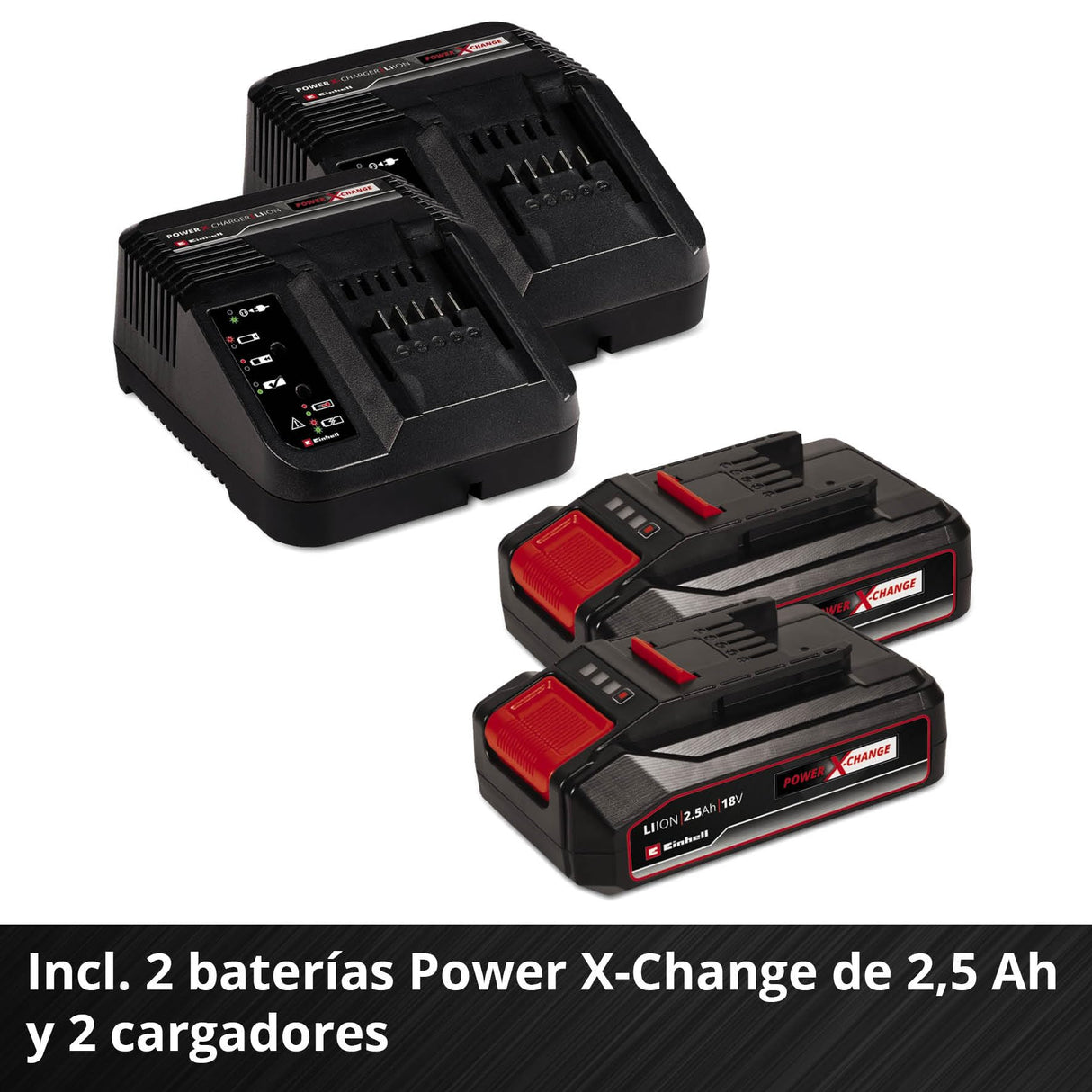 Einhell Cortacésped a batería GE-CM 36/33 Li Kit Power X-Change (36 V, 33 cm ancho de corte, hasta 250 m², 30L bolsa recolectora, 25-65 mm altura de corte, con 2x 2,5 Ah baterías + 2x cargadore)