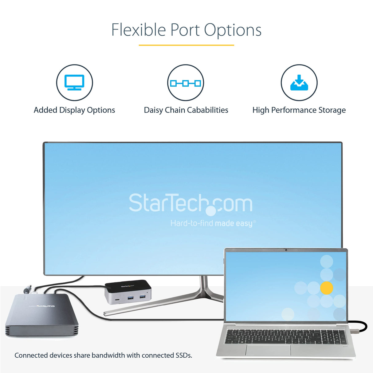 StarTech.com Caja Thunderbolt 3™ de 4 Bahías NVMe M.2 para SSD, con 1 Puerto de Vídeo DisplayPort y 2 Thunderbolt 3, 40gbps, con Fuente de Poder de 72W, Caja Externa para Disco Duro (M2E4BTB3)