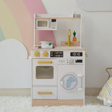 Teamson Kids Cocina de Madera Blanca para niños con huerto, Lavadora, Horno, Fregadero y Accesorios para Juegos creativos y simbólicos