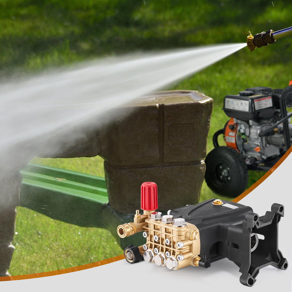 VEVOR Bomba para Hidrolavadora Émbolo Triple Horizontal con Eje de 25,4mm 4000 PSI 4,0 GPM Kit de Repuesto para Hidrolavadora con 5 Boquillas, Compatible con Simpson MorFlex 40224, 40225, 40226