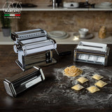 Marcato Pasta Set Máquina para Pasta Manual con Accesorios Incluido, Acero Cromado, Plata, 20 X 20.7 X 15.5 Cm