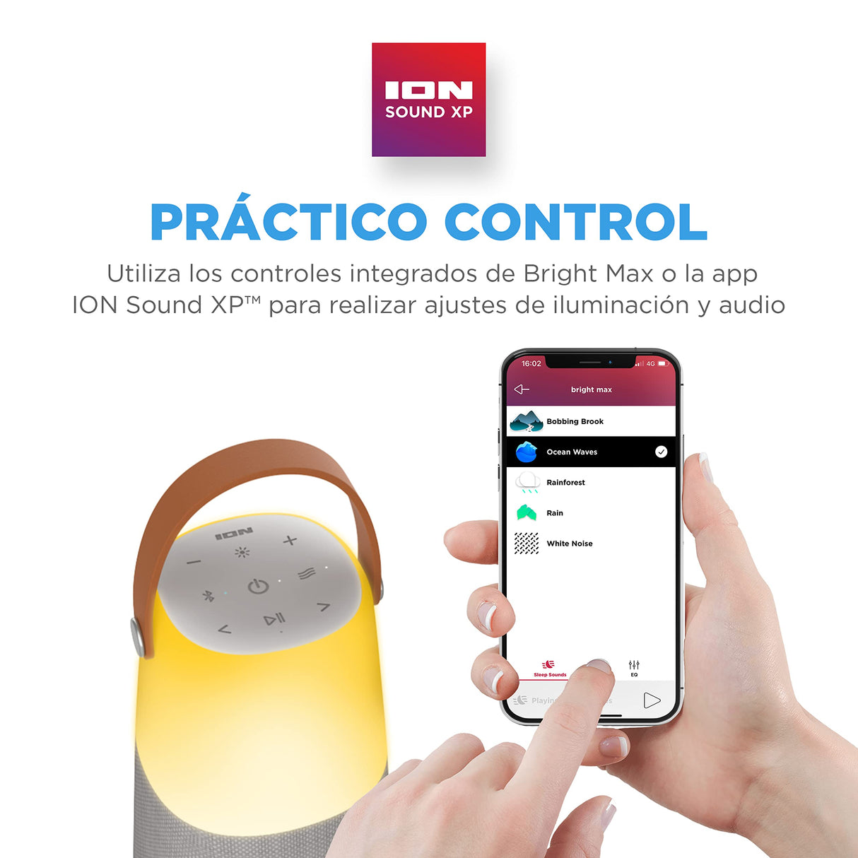 ION Audio Bright MAX - Altavoz Bluetooth portátil Impermeable, con iluminación, Sonidos atmosféricos a 360°, tecnología Multi-Sync y batería Recargable, Gray