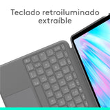 Logitech Combo Touch, iPad Air 11 in (M2 y M3), funda con teclado para iPad Air (5.a generación) - Teclado retroiluminado extraíble con soporte abatible, Disposición QWERTY Español - Gris