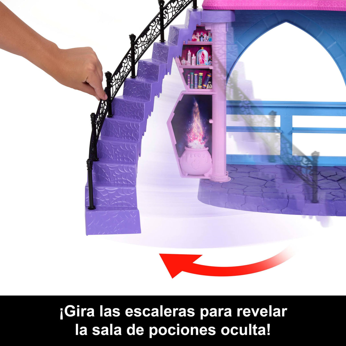 Monster High Casa de muñecas Haunted High School con 7 áreas de juego y muebles, +35 accesorios, 2 plantas y capacidad para 3 muñecas, juguete +4 años (HLP88), Violeta
