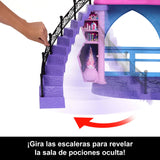 Monster High Casa de muñecas Haunted High School con 7 áreas de juego y muebles, +35 accesorios, 2 plantas y capacidad para 3 muñecas, juguete +4 años (HLP88), Violeta