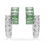 Swarovski Pendientes de aro Matrix, Tallas mixtas, Verdes, Baño de rodio