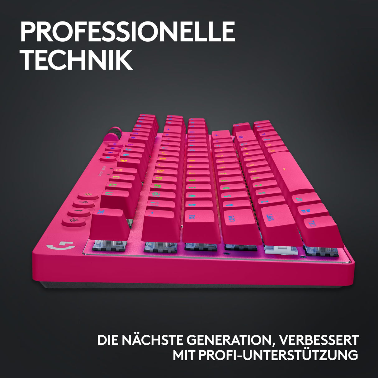 Logitech G Pro X TKL Lightspeed, Teclado inalámbrico para Gaming - Magenta - DEU - Tactile