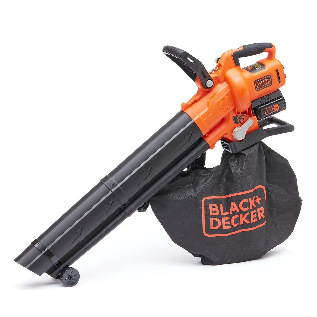 BLACK+DECKER Sopladora, aspiradora y trituradora de Hojas sin Cable de 36v, con Bolsa de recolección de 45L y batería de Litio de 2.5Ah, BCBLV3625L1-QW