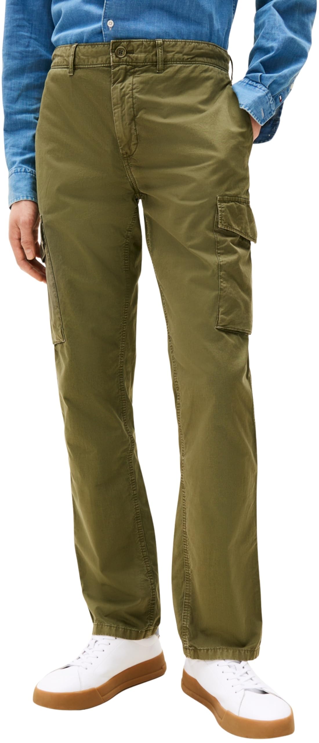 Tommy Hilfiger Denton LW Twill Cargo Mw0Mw39695, Green (Dark Greenery), 40W x 30L para Hombre