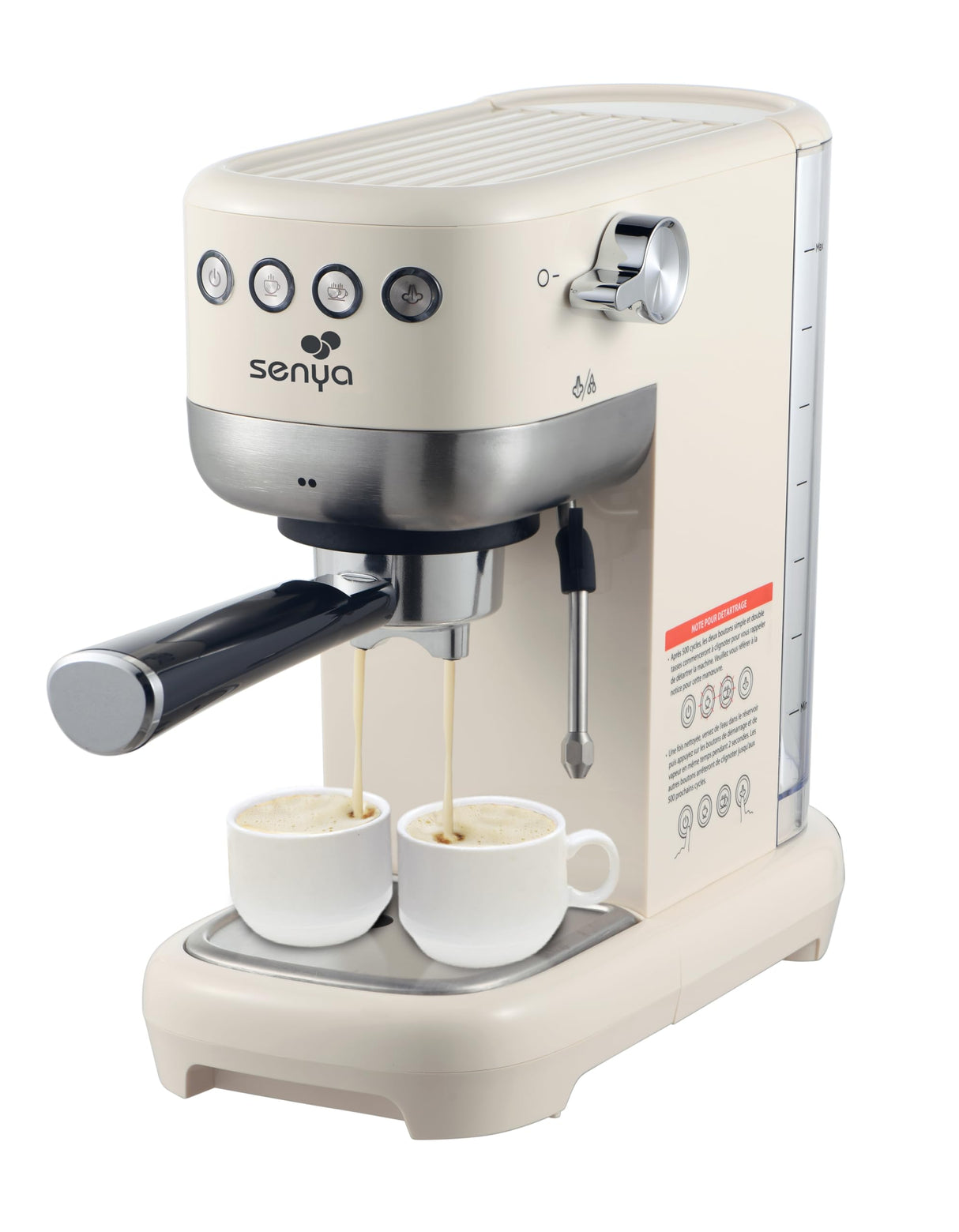 Senya cafetera Tasty Coffee Crema 20 bares, cafetera espresso y capuchino 1300W, Thermoblock, espumador de leche, apagado automático, SYBF-CM006C