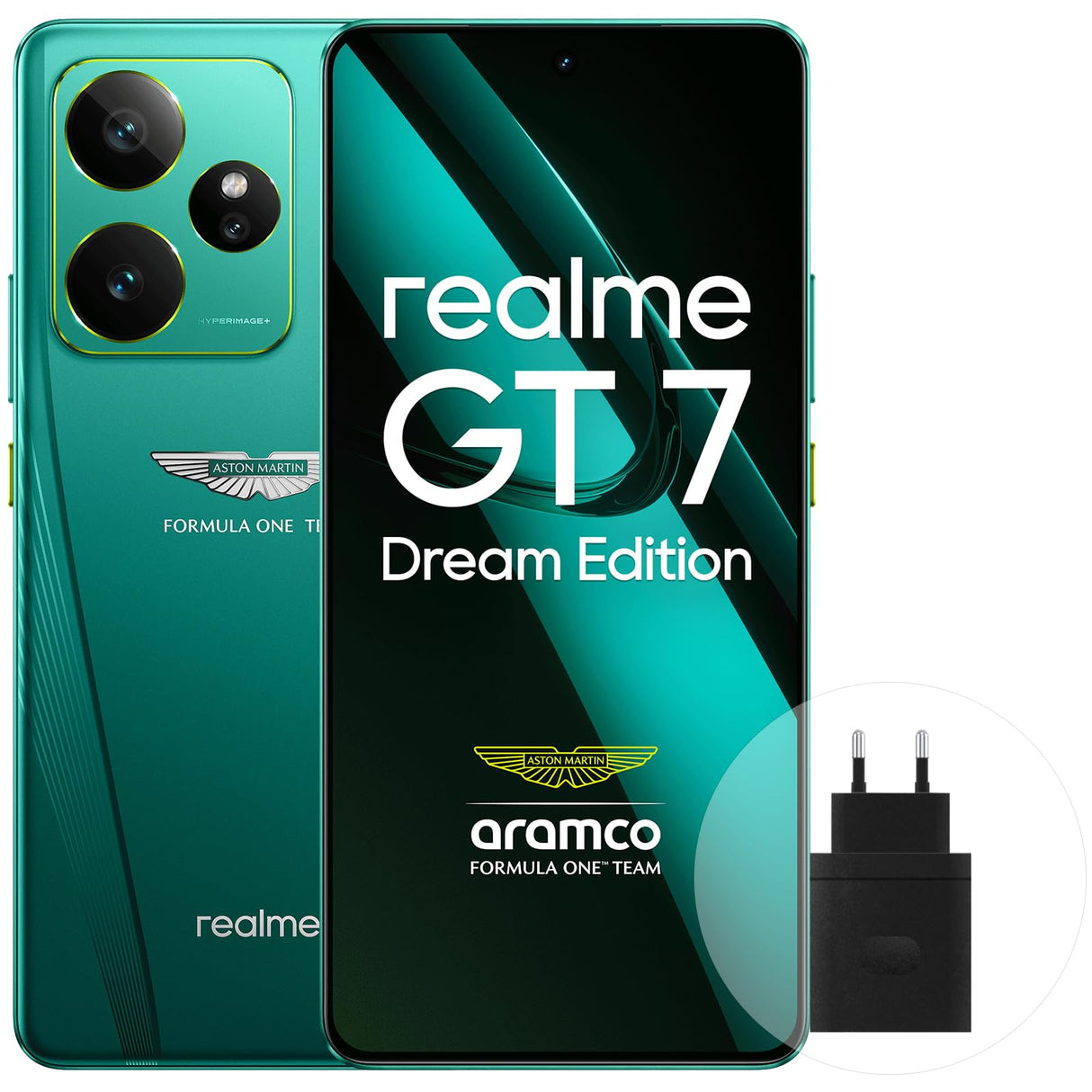 realme GT7 5G Smartphone,16+512GB,Aston Martin Green,Batería 7000 mAh,Carga 120W,Procesador Dimensity 9400e,IMX906 50MP Cámara,AI Planner