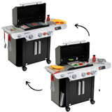 Theo Klein 9445 Barbacoa Weber Genesis de Madera I Incluye Insertos para Filete, Pizza o Verduras, con muñecos de Comida y Cubiertos para Barbacoa, Juguete para niños a Partir de 3 años