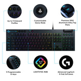 Logitech G 815 Teclado mecánico Gaming Switch táctil GL Perfil Plano diseño escandinavo Carbono