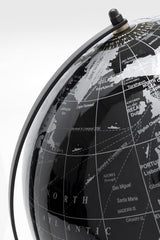 Kare Design Deko Object Globe Top, negro, gris, globo, estructura de acero inoxidable, hecha a mano, diámetro 30 cm, 40 x 30 x 30 cm (alto x ancho x profundidad)