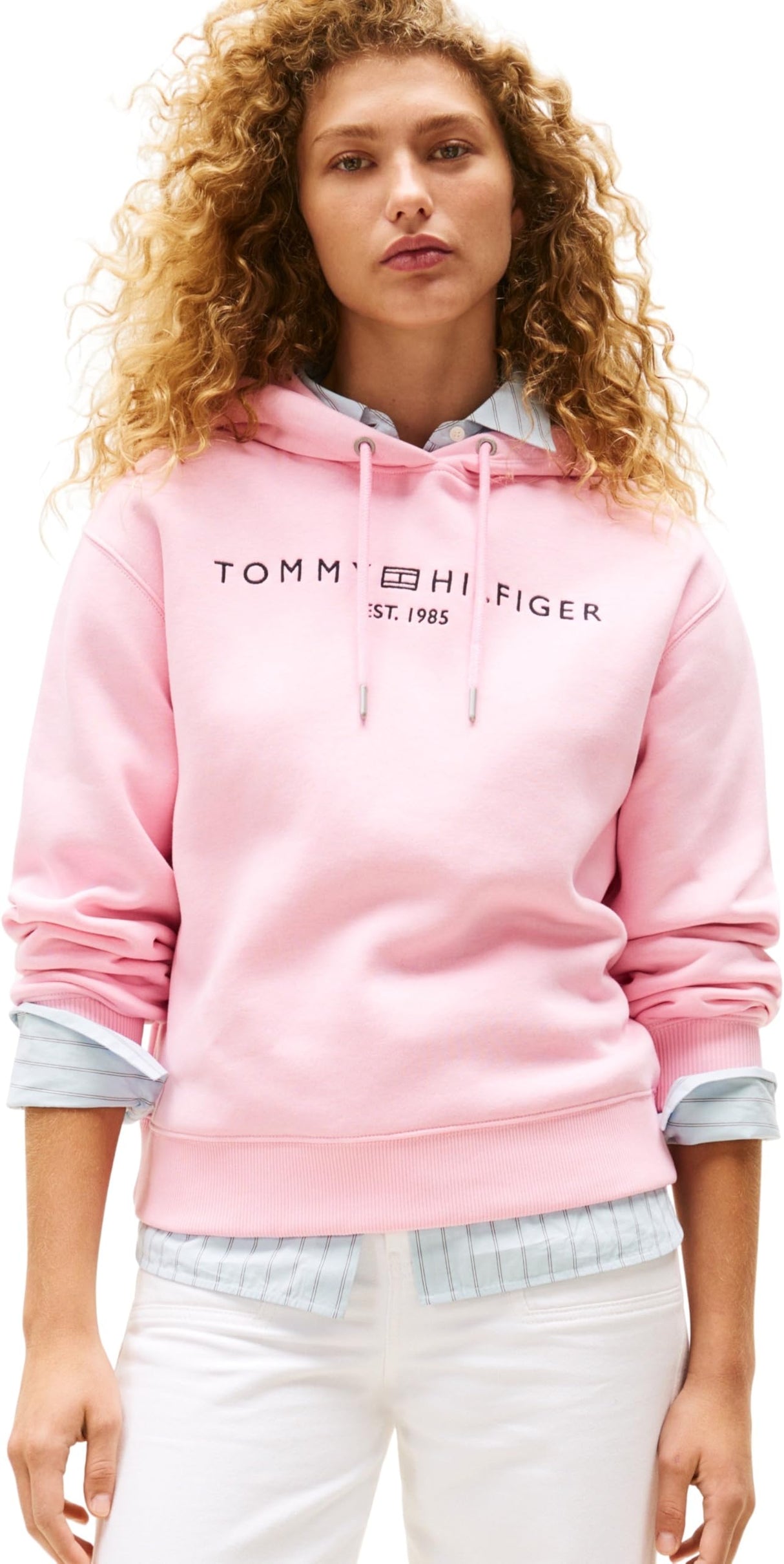 Tommy Hilfiger Hoodie Mujer con Logotipo, Rosa (Classic Pink), XXS