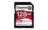 Kingston Tarjeta de memoria SDXC Canvas React Plus de 128 GB UHS-II 300R/260 W U3 V90 para Full HD/4K/8K, SDR2/128 GB