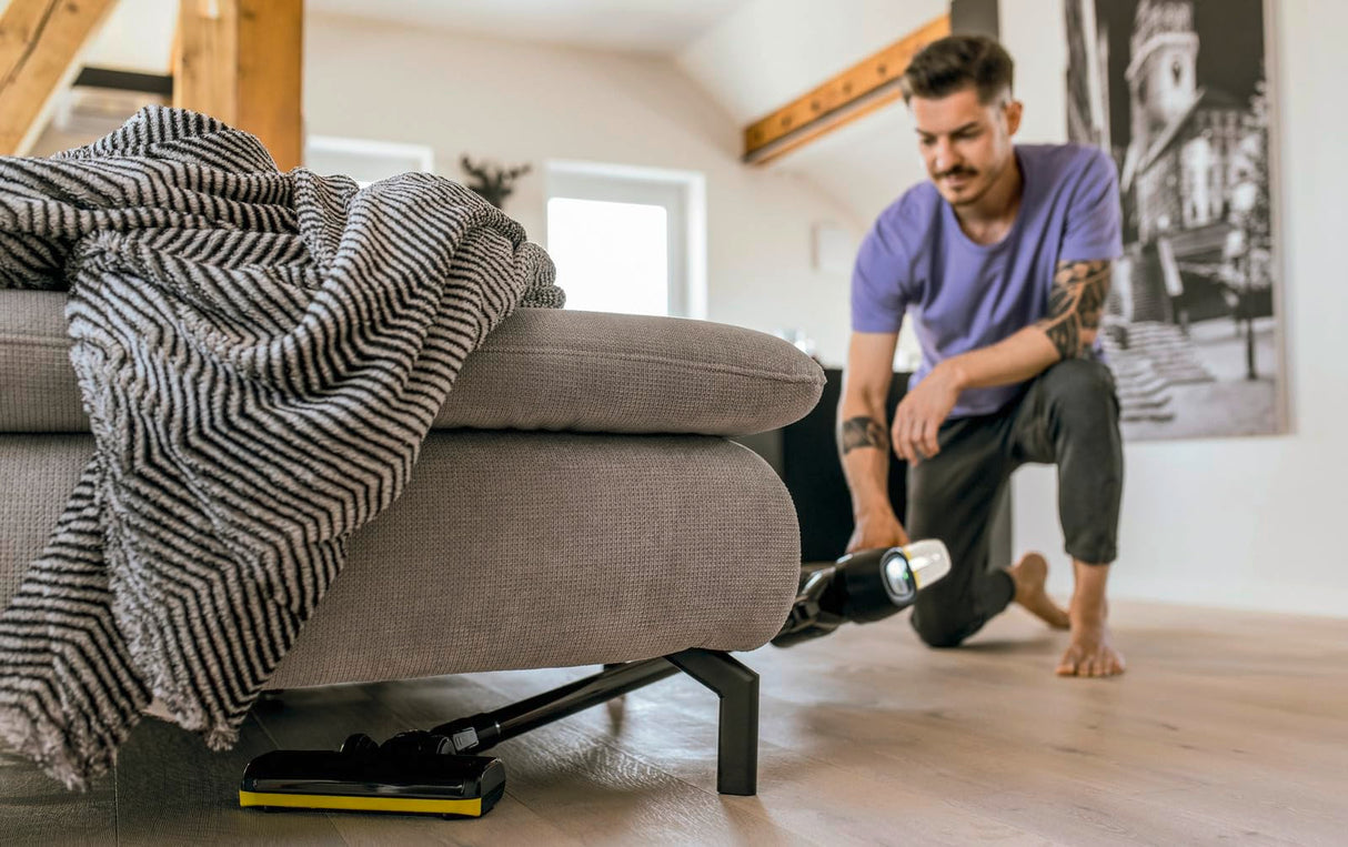 Kärcher Aspirador a batería VC 4 Cordless myHome, 2 Niveles aspiración, batería 21.6 V, autonomía por Carga 30 min Aprox., Peso 2.3 kg, Cargador, Soporte Pared, boquillas Suelo y Ranuras