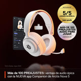 SteelSeries Arctis Nova 5 Blanco Cascos gaming inalámbricos PC, PS5, Switch 2, móvil - Controladores magnéticos de neodimio - Más de 100 preajustes - Batería de 60 horas - 2,4 GHz o BT - Micro Gen2.X