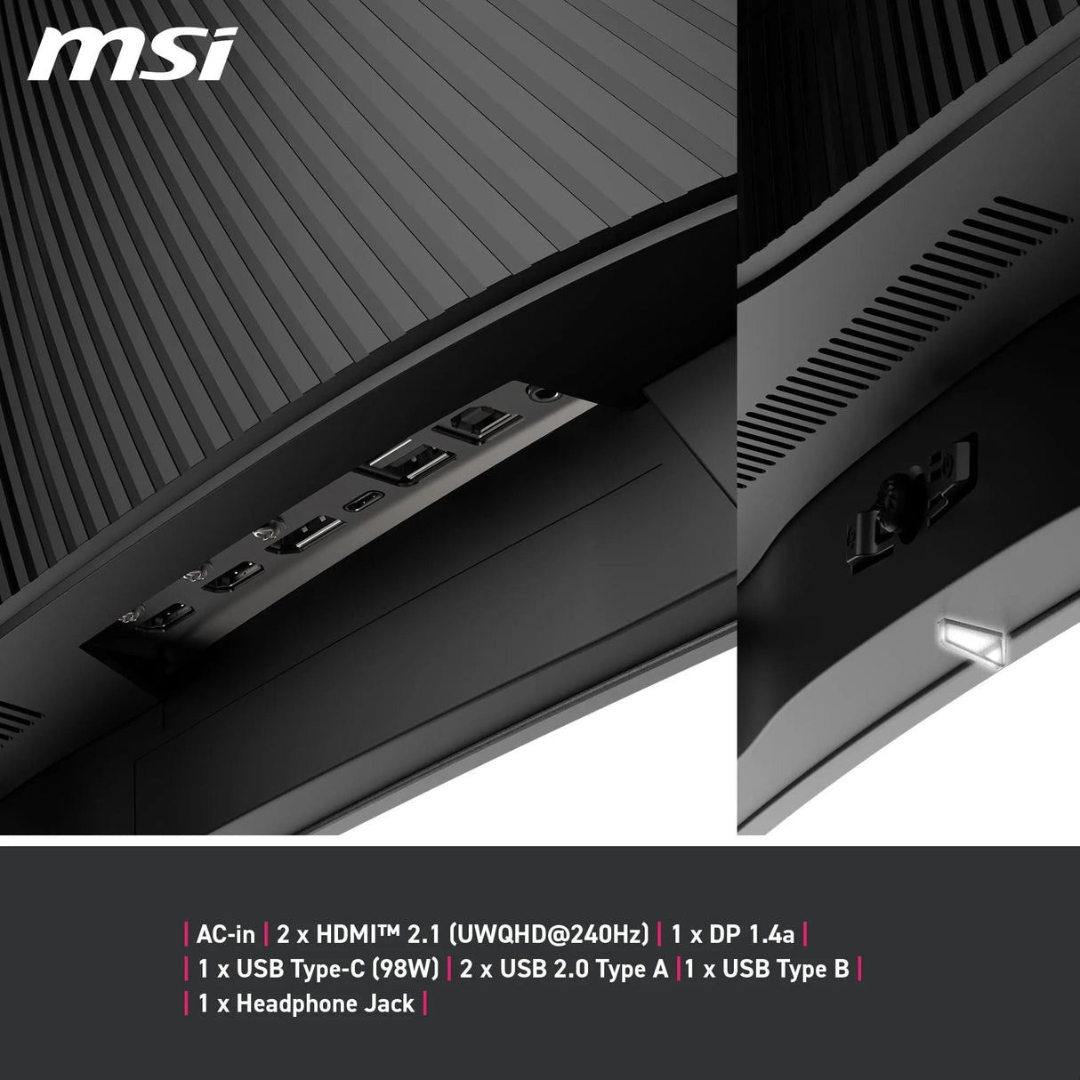 MSI MPG 341CQPX QD-OLED 34 Pulgadas UWQHD Monitor Curvo Gaming - 3440 x 1440 21:9 QD-OLED Panel, 240Hz, 0.03ms, 99.3% DCI-P3, ΔE≤2, DisplayHDR True Black 400, DP 1.4a, HDMITM, USB Tipo C PD:98W