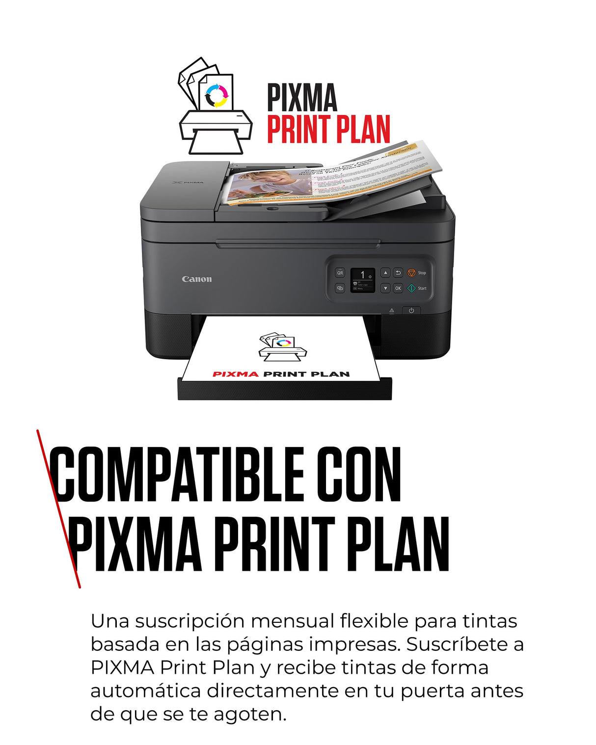 Canon Pixma TS7450i Impresora Multifunción 3 en 1, Sistema de Inyección de Tinta, Impresión, Escaneo y Copia, WiFi, Pixma Print Plan, Impresión a Doble Cara, ADF de 35 Hojas, Bandeja Posterior,Negro