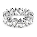 Swarovski Anillo Vittore, Circonita Swarovski de talla pera, Blanco, Baño de rodio