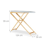 Relaxdays Tabla de Planchar Plegable Grande, Bambú, Gris, 39x124x95 cm
