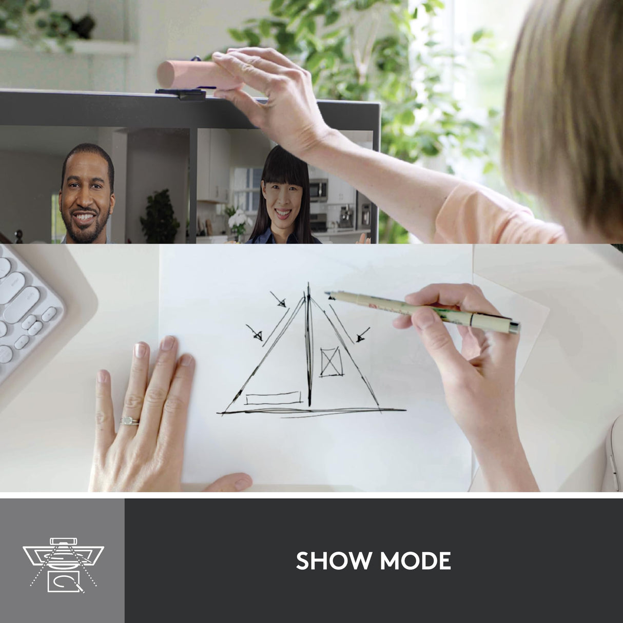Logitech Brio 500 HD Webcam Ajuste Luz, Modo Visualización, Mics Duales con Reducción Ruido, Cubierta Privacidad Cámara Web, Admite MS Teams, Google Meet, Zoom, Cable USB-C, Webcam Streaming - Rosa