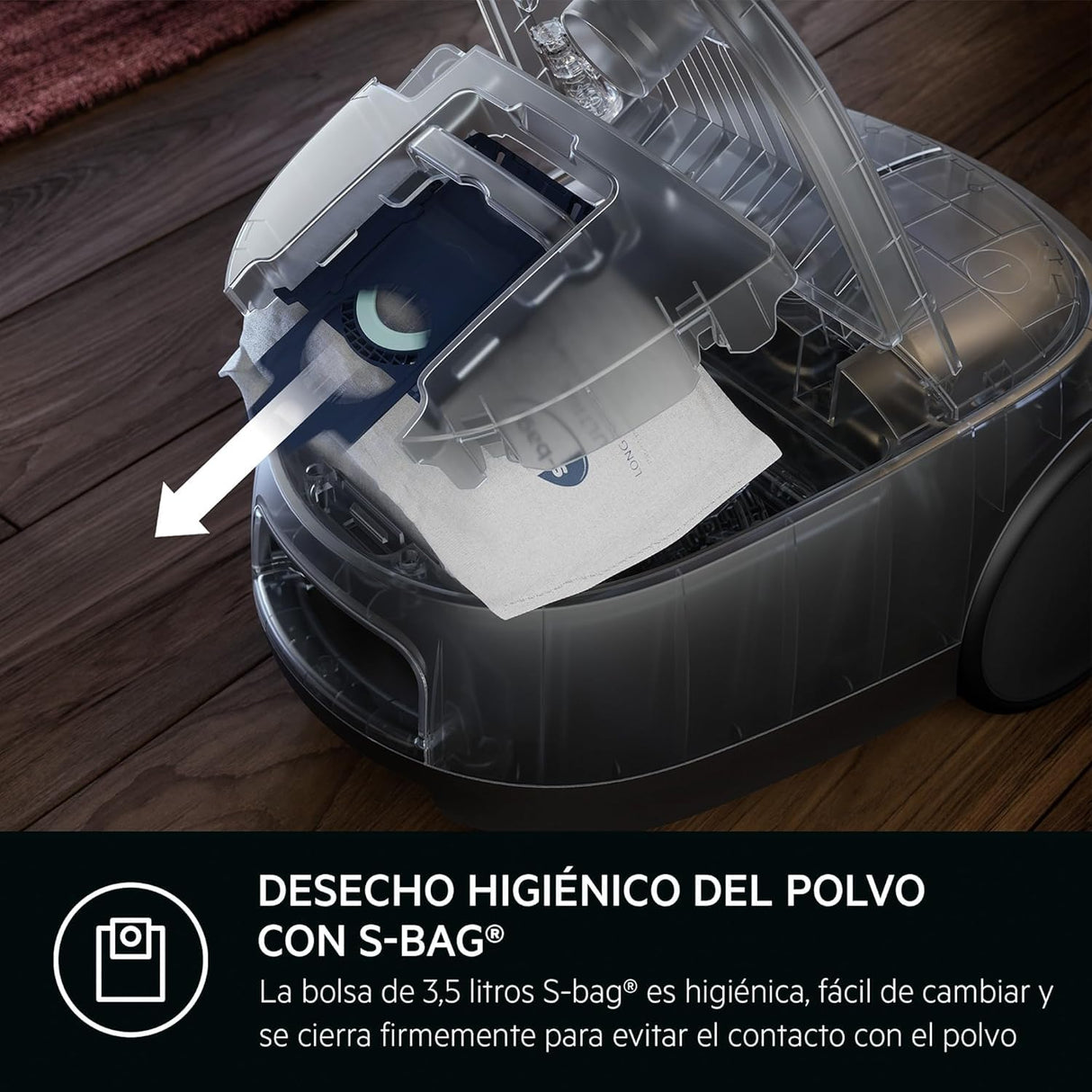 AEG Aspiradora de Trineo Con Bolsa AB61C2DBS, 850W, Filtro HEPA, Capacidad 3,5 L, Radio de Acción 12m, Ruedas XL, Cepillo Parketto, Boquilla 3 en 1, Incluye 1 bolsa, Azul