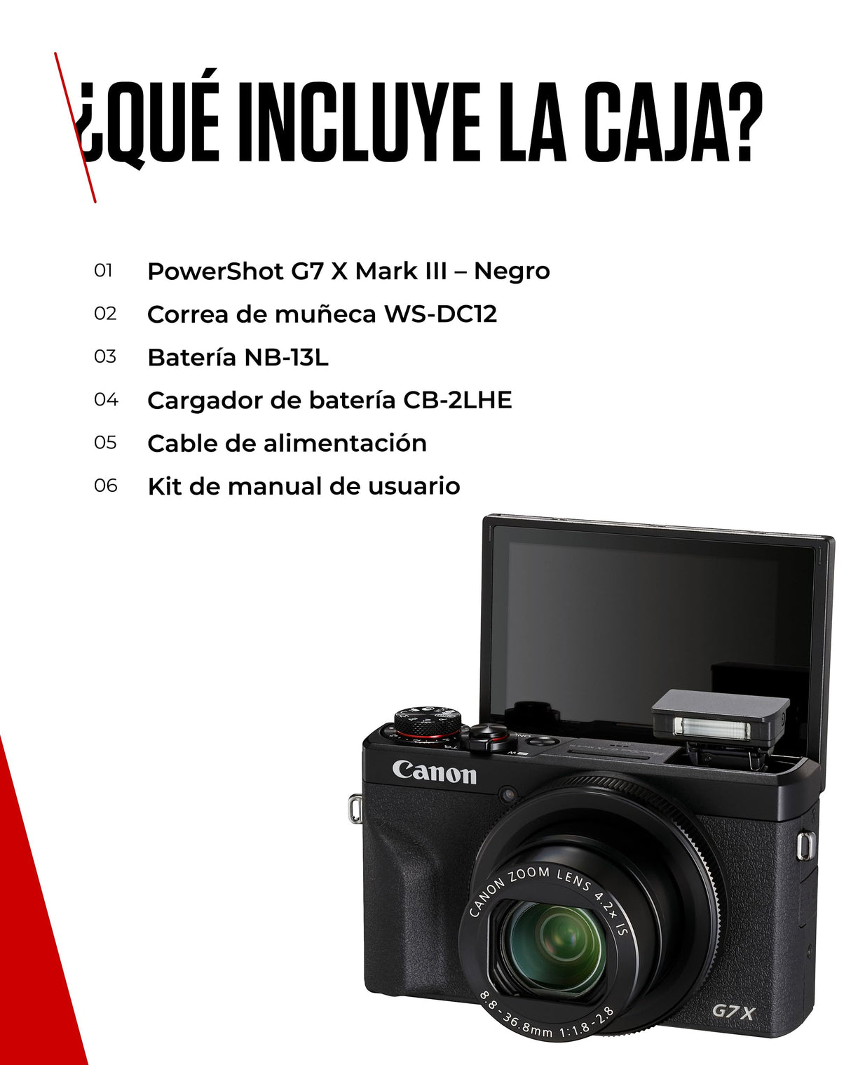 Canon PowerShot G7 X Mark III (Negra) - Cámara Digital Compacta con Sensor de 1 Pulgada y Grabación en 4K - Ideal para Ambientes con Poca Luz - Wi-Fi y Bluetooth - Ideal para Crear Estés Donde Estés