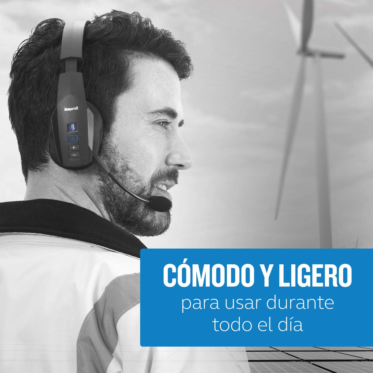 Jabra BlueParrott Nuevo B450-XT – Auricular Bluetooth Monoaural Over-Ear – Cancelación de Ruido al 96% – Control de Voz para Viajes en Carretera y Entornos de Alto Ruido – Negro