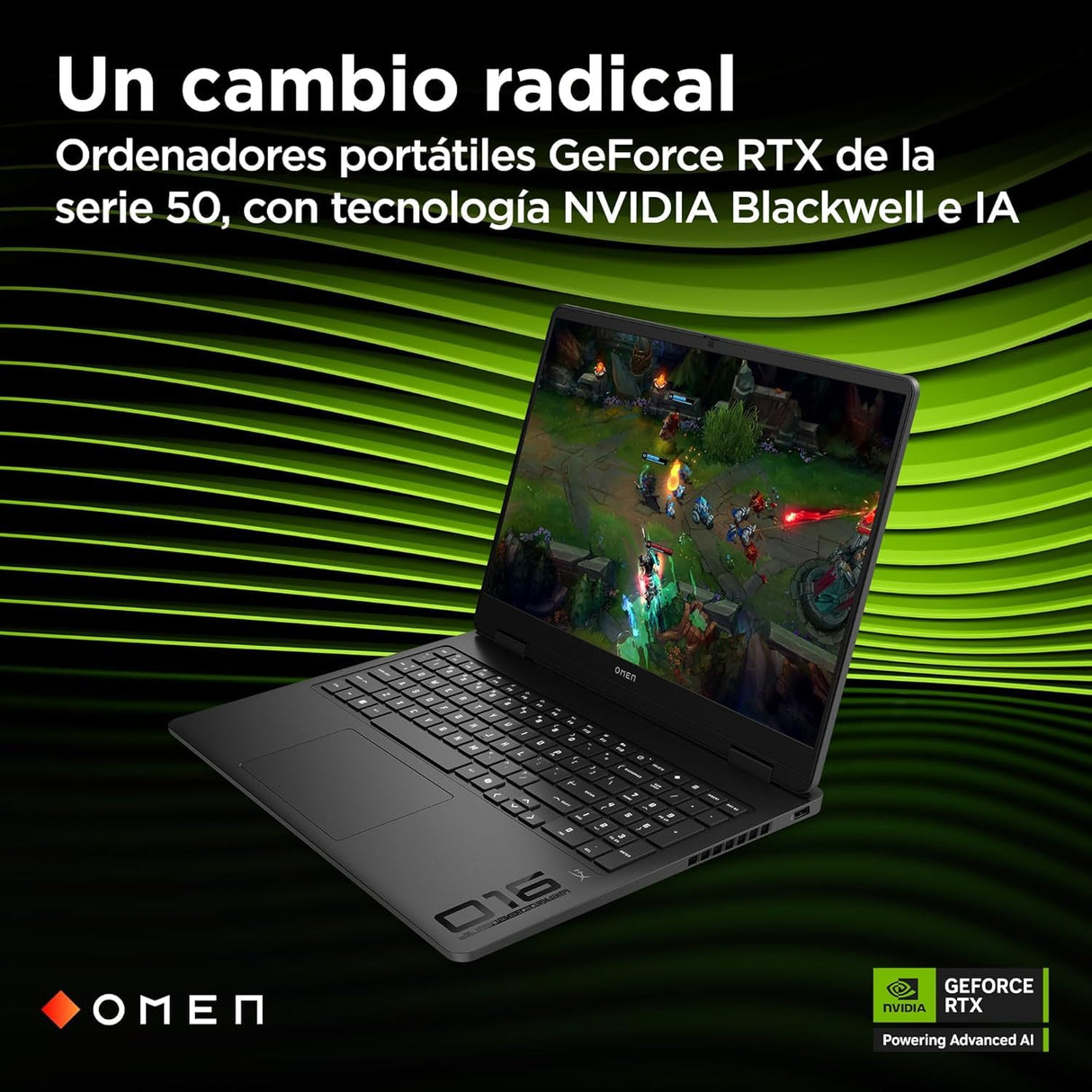 HP OMEN 16-ap0037ns, Ordenador portátil Gaming 16" 2.5K WQXGA (AMD Ryzen AI 7 350, 32GB RAM, 1TB SSD, NVIDIA GeForce RTX 5070, FreeDos) Negro - Teclado QWERTY Español