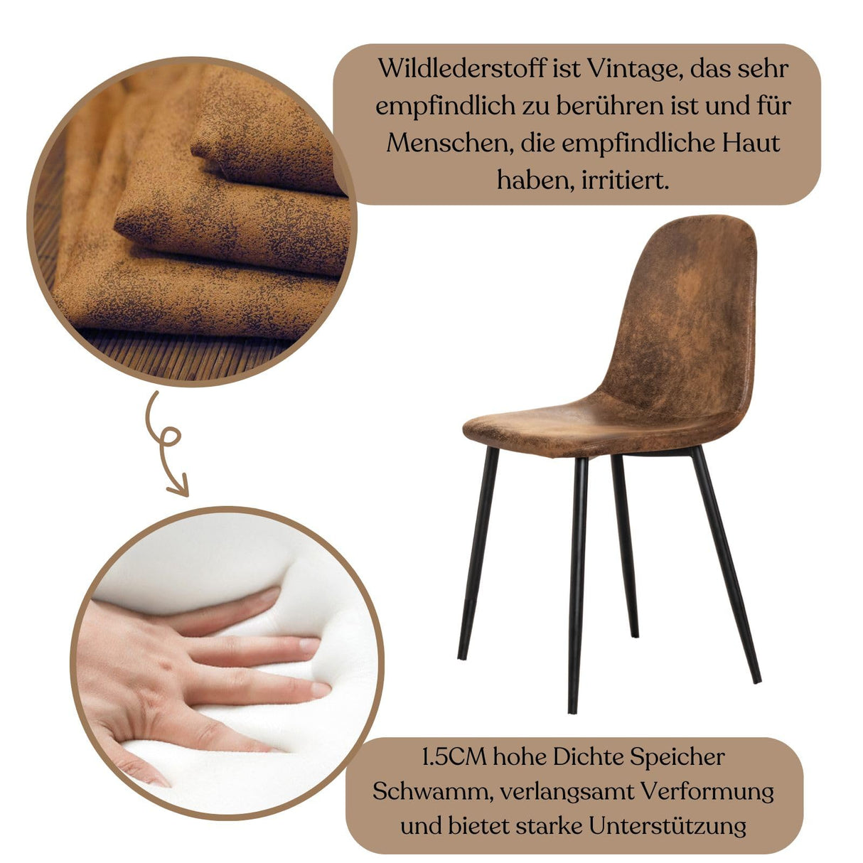 FurnitureR Silla de peluquería/salón - Altura Ajustable, Giratorio, Marrón imitación Terciopelo, Estructura en Cruz de Metal, Hidráulica? No, Asiento Base clásico