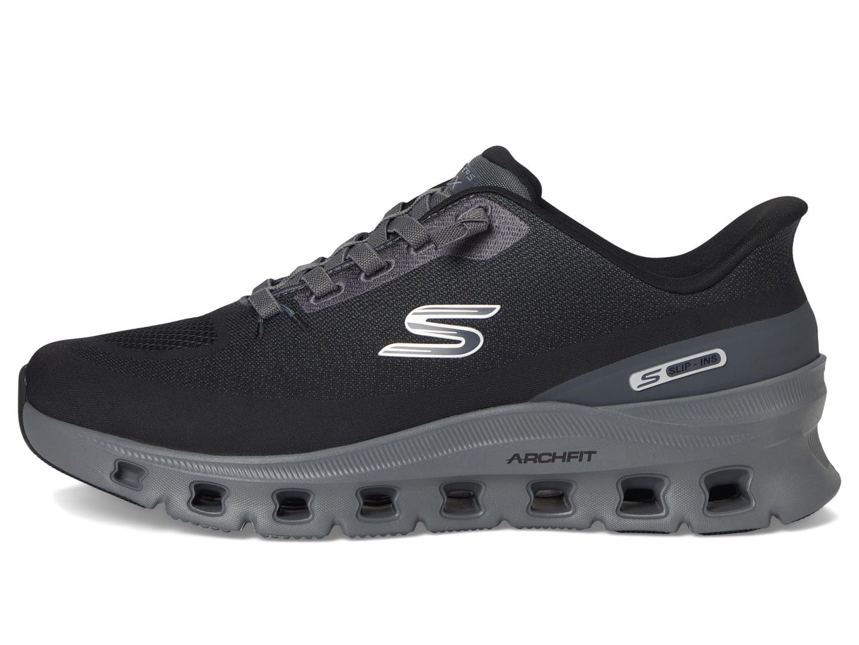Skechers Arch Fit Glide-Step Pro, Zapatillas Hombre, Black Knit/Charcoal PU, 44 EU