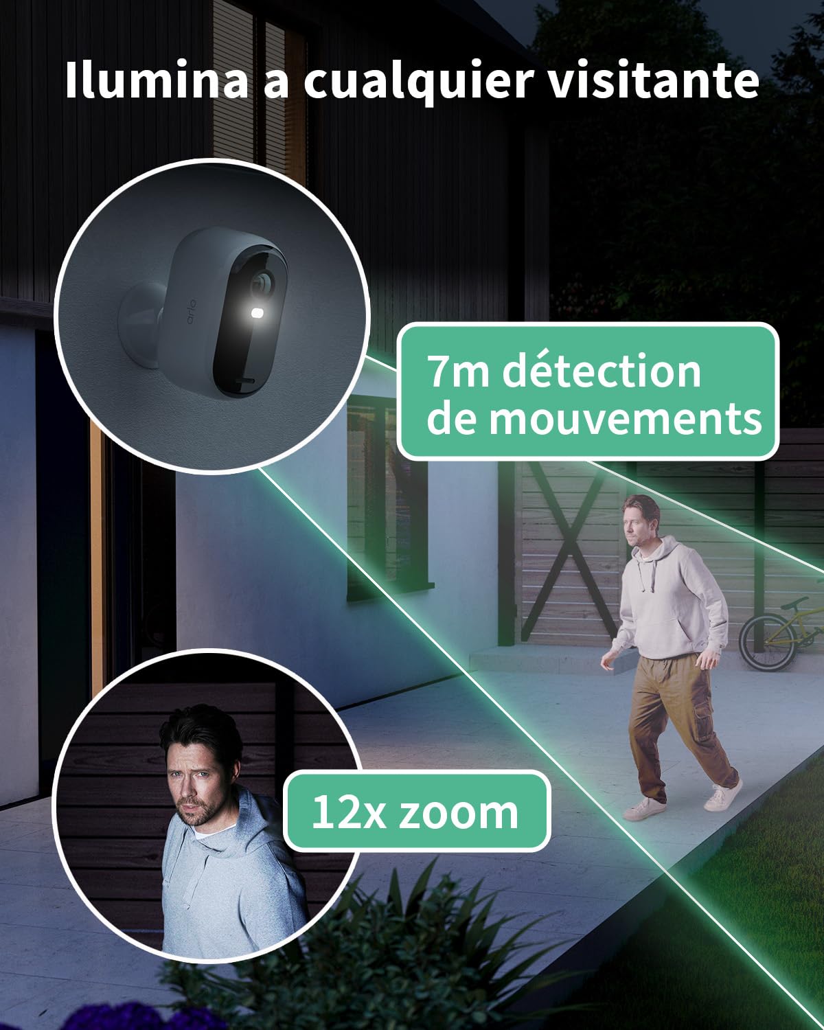Arlo Essential 2 Camara Vigilancia WiFi Exterior + Panel Solar (3), HD, Camara Vigilancia WiFi Interior, Sensor de Movimiento, Alarmas Para Casa, Prueba Arlo Secure Incluida, 3 Cámaras, Blancas