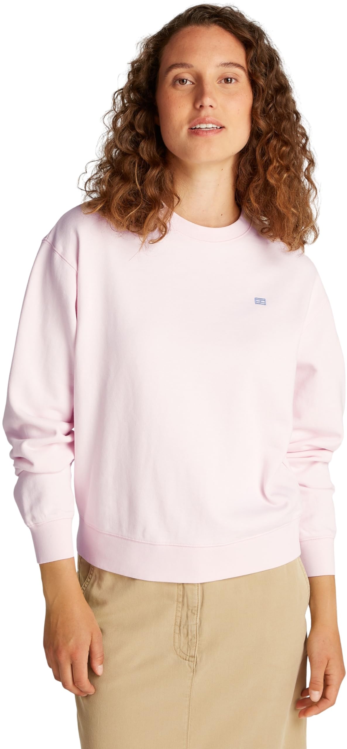 Tommy Hilfiger Sudadera Mujer Contrast Flag Regular Fit, Rosa (Light Pink), M
