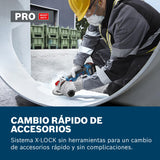 Amoladora angular a batería GWX 18V-11 con Bosch Professional 18V System y X-LOCK (incl. empuñadura auxiliar con control de vibración, cubierta de protección, L-BOXX 136)