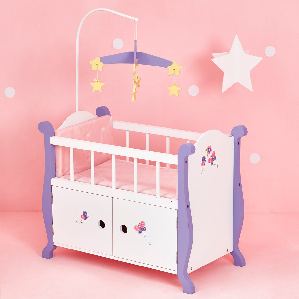 Cuna de muñecas con Almacenamiento Juguete para Niños Olivias World TD-0206A