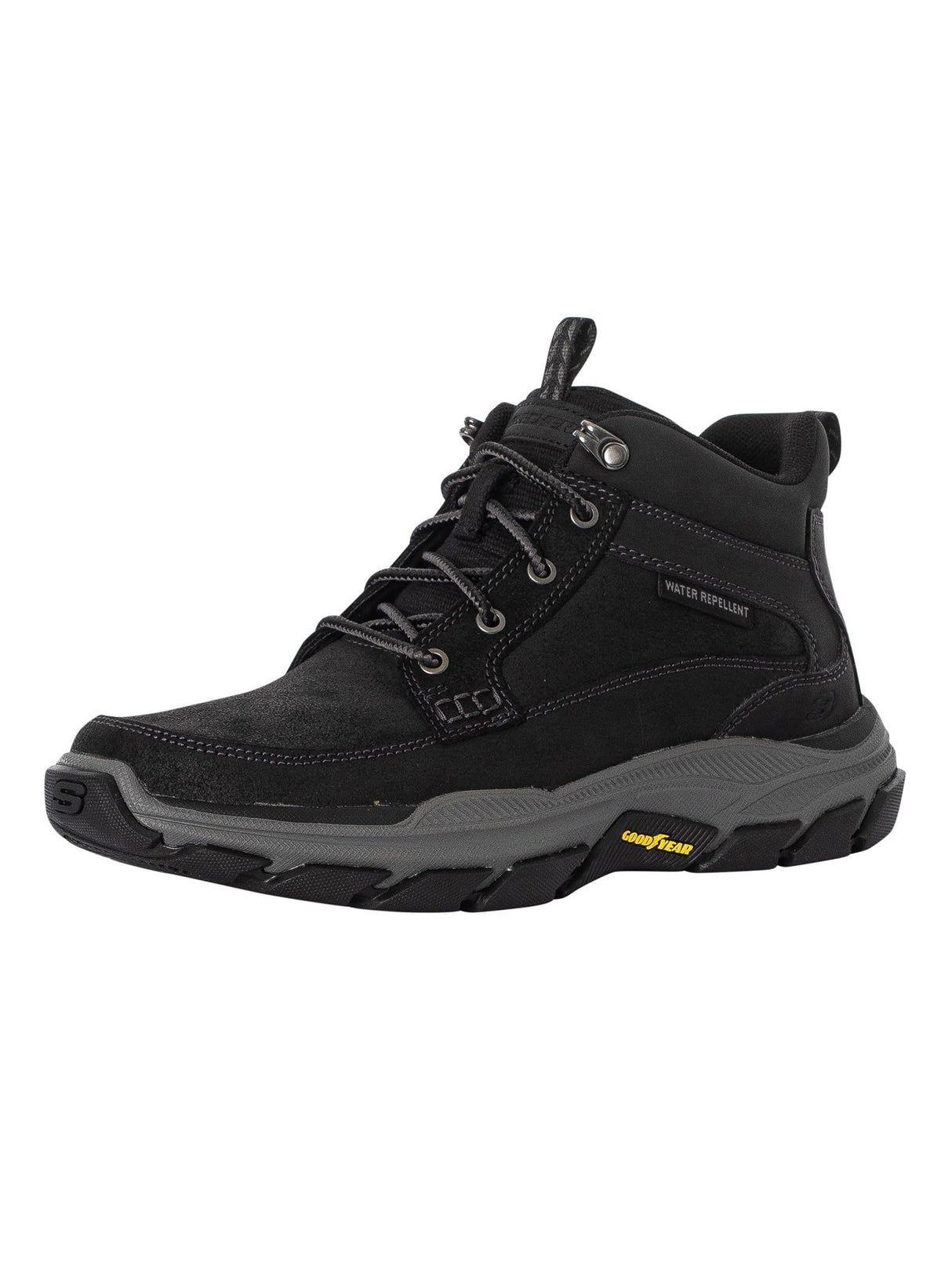 Skechers Respected Boswell, Botas Hombre, Black Leather W/ Synthetic, 45 EU