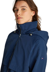 Tommy Hilfiger Cortavientos Mujer Nylon Waisted Cazadora larga, Azul (Night Sky), M