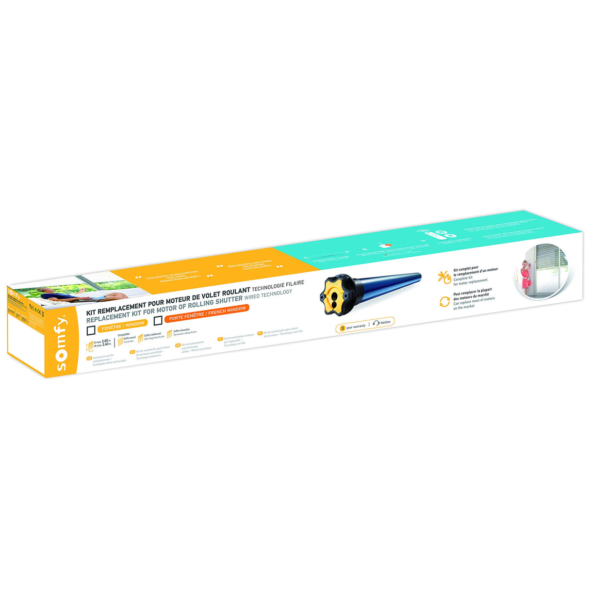Somfy 1240386 Motor mecanico de remplazo para persiana de 20nm, Motor para persianas, Octagonal de 60mm, Fácil deinstalar