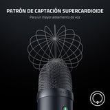 Razer Seiren V2 X - USB-Mikrofon für Streamer (25-mm Mikrofon, Supernieren-Richtcharakteristik, Verstärkungsbegrenzer, Mikrofonüberwachung, Schockdämpfer) Noir