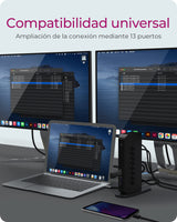 ICY BOX Docking Station USB 3.0 / USB-C (11-en-1) con 2x HDMI & 2x DP (4K 60Hz), 6x USB 3.0 HUB, Gigabit Ethernet, DisplayLink, Dock Station Portatil, IB-DK2252AC