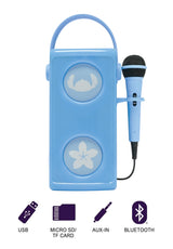 LEXIBOOK, Disney Stitch, Altavoz Bluetooth® inalámbrico con luz y micrófono, Efectos de luz Multicolor, Puerto para Tarjeta SD/TF, Batería Recargable, Azul, BTP185DZ