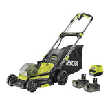 Ryobi RY18LMX40C-240 - Cortacésped sin escobillas 18 V One+ 40 cm - hasta 600 m² - 2 baterías de 4 Ah y Cargador