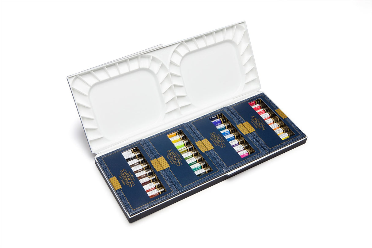 Honsell Mijello Mission Gold 86036 - Juego de 36 tubos de 7 ml con paleta, acuarela de artista avanzado, luminosidad intensa, sin pigmentos de cobalto ni cadmio